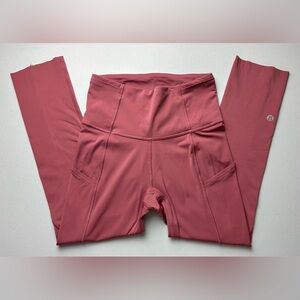 Lululemon Leggings Womens 2 Pink Run Fast Free Crop Nulu High Rise Yoga